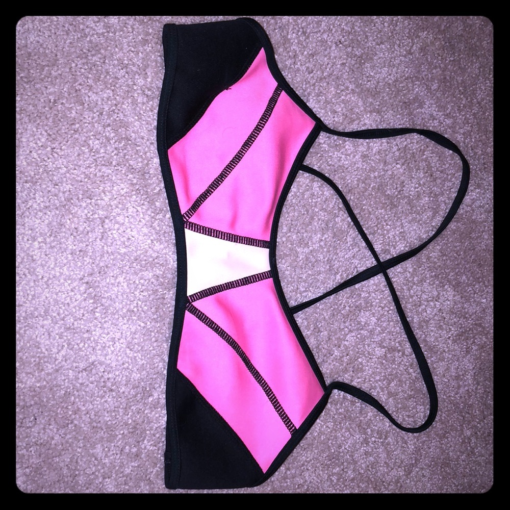 pink and black bikini top
